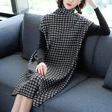 Load image into Gallery viewer, Houndstooth Knitting Stretch Sweater Dress