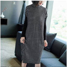 Load image into Gallery viewer, Houndstooth Knitting Stretch Sweater Dress