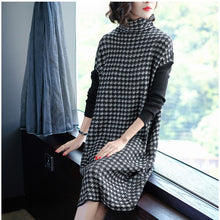 Load image into Gallery viewer, Houndstooth Knitting Stretch Sweater Dress