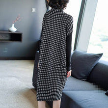 Load image into Gallery viewer, Houndstooth Knitting Stretch Sweater Dress