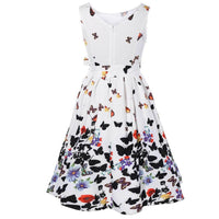 Women Bohemia Mini Dress Summer Butterfly Print Sleeveless Retro - Sophornlilly