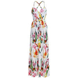 Women Boho Floral Print Sundress Maxi Beach Evening Elegant Summer - Sophornlilly