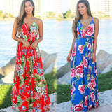 Women Boho Floral Print Sundress Maxi Beach Evening Elegant Summer - Sophornlilly