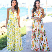 Women Boho Floral Print Sundress Maxi Beach Evening Elegant Summer - Sophornlilly