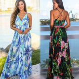 Women Boho Floral Print Sundress Maxi Beach Evening Elegant Summer - Sophornlilly