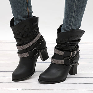 Women Boots Autumn High Heels Shoes Female Rivet