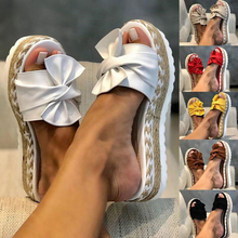 Load image into Gallery viewer, Bowknot Sandals Casual Comfy Slip On Platform