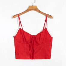 Load image into Gallery viewer, Women Button Through Ruched Cami Top With Lace and Embroidery