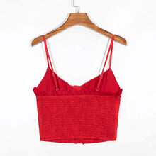 Load image into Gallery viewer, Women Button Through Ruched Cami Top With Lace and Embroidery