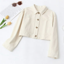 Load image into Gallery viewer, Casual Autumn Crop Jacket Shirt Single Breasted Vintage Long