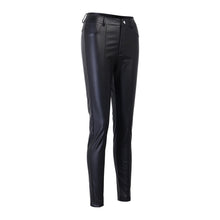 Load image into Gallery viewer, Women Casual Pockets Slim Fit Pants Leather Small Feet Split Zip Long