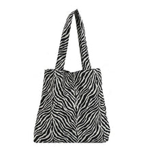 Load image into Gallery viewer, Women Corduroy Handbags Zebra Leopard Pattern Shoulder Bag Large
