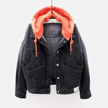 Load image into Gallery viewer, Denim Short Jacket Loose Hooded Single breasted