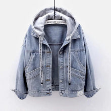 Load image into Gallery viewer, Denim Short Jacket Loose Hooded Single breasted