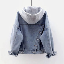 Load image into Gallery viewer, Denim Short Jacket Loose Hooded Single breasted