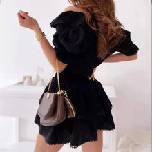 Load image into Gallery viewer, Women Dress Solid Color Fashion Sexy Off Shoulder V Neck Ruffle