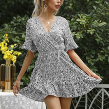 Load image into Gallery viewer, Women Dresses Summer Sexy V Neck Dot Print Boho Beach Dress - Sophornlilly