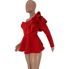 Load image into Gallery viewer, Elegant Blouse Sexy One Shoulder Layered Ruffle Long