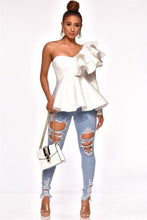 Load image into Gallery viewer, Elegant Blouse Sexy One Shoulder Layered Ruffle Long