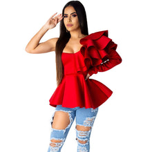 Load image into Gallery viewer, Elegant Blouse Sexy One Shoulder Layered Ruffle Long