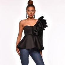 Load image into Gallery viewer, Elegant Blouse Sexy One Shoulder Layered Ruffle Long