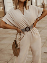Load image into Gallery viewer, Elegant Office Jumpsuit Sexy V-neck Short Sleeve Belt Wide Leg