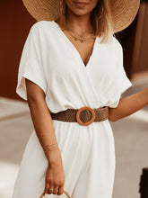 Load image into Gallery viewer, Elegant Office Jumpsuit Sexy V-neck Short Sleeve Belt Wide Leg