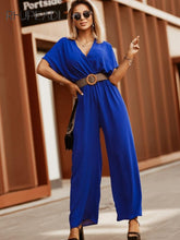 Load image into Gallery viewer, Elegant Office Jumpsuit Sexy V-neck Short Sleeve Belt Wide Leg