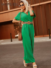 Load image into Gallery viewer, Elegant Office Jumpsuit Sexy V-neck Short Sleeve Belt Wide Leg