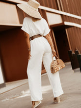 Load image into Gallery viewer, Elegant Office Jumpsuit Sexy V-neck Short Sleeve Belt Wide Leg