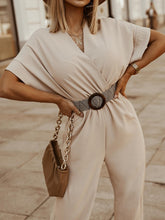 Load image into Gallery viewer, Elegant Office Jumpsuit Sexy V-neck Short Sleeve Belt Wide Leg