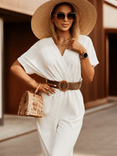 Load image into Gallery viewer, Elegant Office Jumpsuit Sexy V-neck Short Sleeve Belt Wide Leg