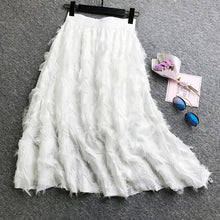 Load image into Gallery viewer, Women Elegant Party Feather Long White Skirts New Fashion High