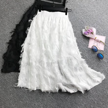 Load image into Gallery viewer, Women Elegant Party Feather Long White Skirts New Fashion High