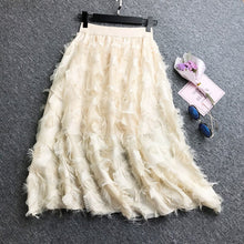 Load image into Gallery viewer, Women Elegant Party Feather Long White Skirts New Fashion High