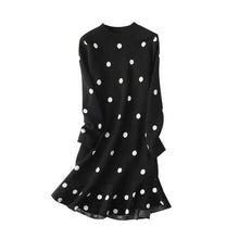 Load image into Gallery viewer, Women Elegant Polka Dot Knitted Sweater Dress Autumn Winter Casual