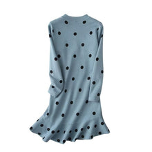 Load image into Gallery viewer, Women Elegant Polka Dot Knitted Sweater Dress Autumn Winter Casual