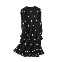 Load image into Gallery viewer, Women Elegant Polka Dot Knitted Sweater Dress Autumn Winter Casual