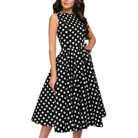 Polka Dot Flared Dress Sleeveless Vintage