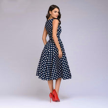 Load image into Gallery viewer, Polka Dot Flared Dress Sleeveless Vintage