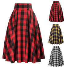 Load image into Gallery viewer, Women Fashion Casual Plaid SkirtWith Pockets  Vintage High Waist