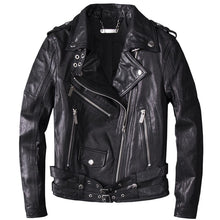 Load image into Gallery viewer, Leather Jacket Slim Motorcycle Sheep Skin Genuine