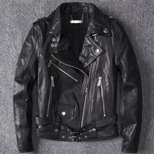 Load image into Gallery viewer, Leather Jacket Slim Motorcycle Sheep Skin Genuine