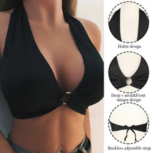 Load image into Gallery viewer, Halter Neck Leopard Sports Bra Tank Vest Lace Up Backless Crop