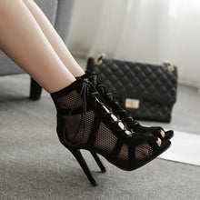 Load image into Gallery viewer, High Heel Sandals Sexy Mesh Breathable Lace up Boots