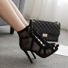 Load image into Gallery viewer, High Heel Sandals Sexy Mesh Breathable Lace up Boots