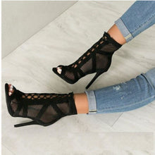 Load image into Gallery viewer, High Heel Sandals Sexy Mesh Breathable Lace up Boots