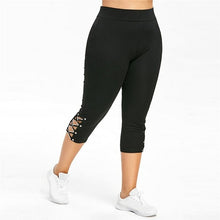 Load image into Gallery viewer, Women High Waist Cropped Trousers Pants Elastic Bandage Leggings Plus