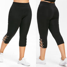 Load image into Gallery viewer, Women High Waist Cropped Trousers Pants Elastic Bandage Leggings Plus