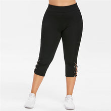 Load image into Gallery viewer, Women High Waist Cropped Trousers Pants Elastic Bandage Leggings Plus